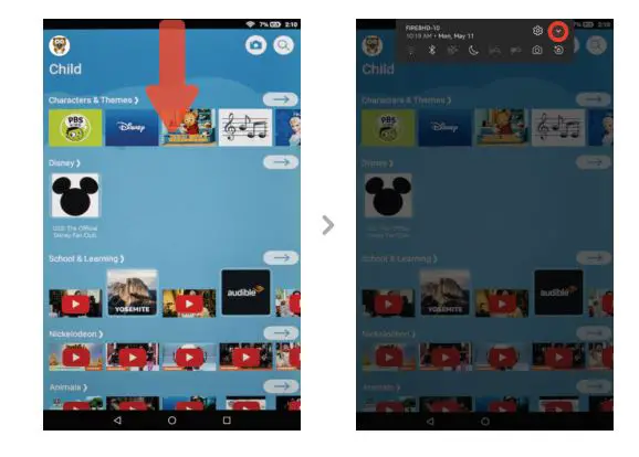 Osmo 904-00007 Fire Tablets - To switch profiles, start by swiping down from the top of the screen