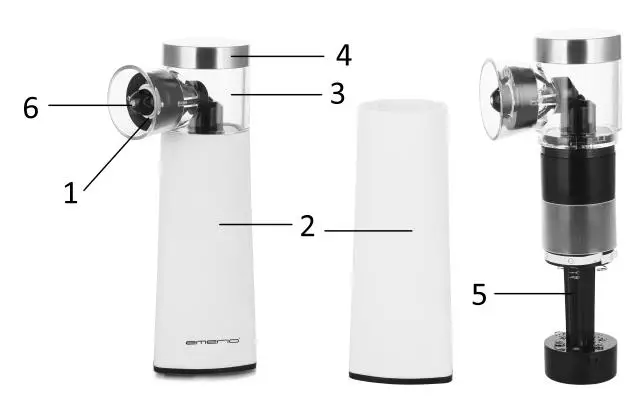 emerio PM-211798.1 PepperSalt Mill with Tilting Sensor - PARTS DESCRIPTION