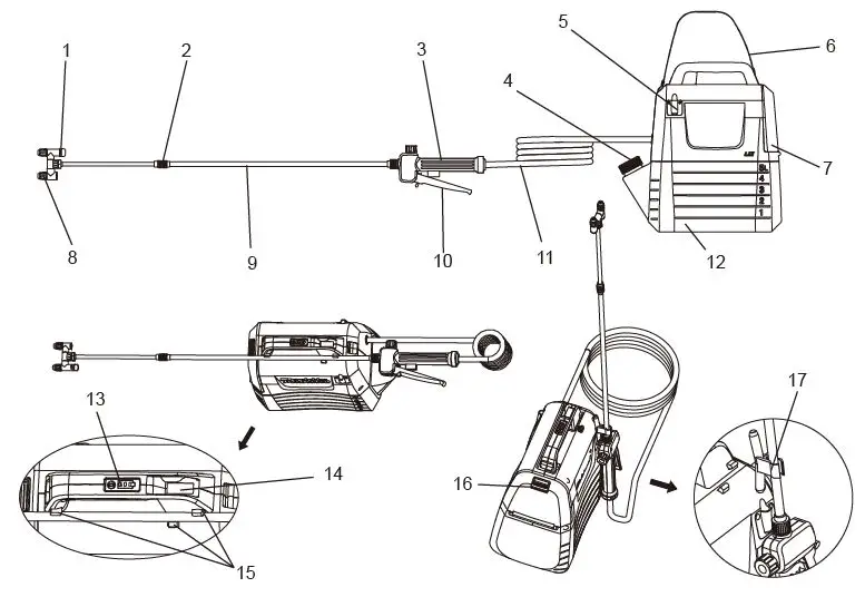 makita XSU03 Cordless Garden Sprayer fig1
