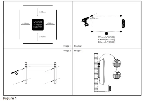 MYLEK MY0210R LCD Ceramic panel Heater - INSTALLATION ON THE WALL