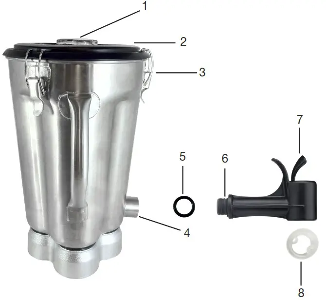 WARING COMMERCIAL CB15 Series 1 Gal Stainless Steel Heavy Duty Electronic Blender - SPIGOT ASSEMBLY