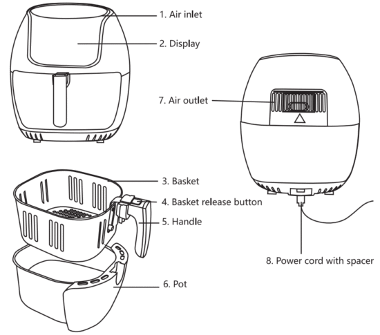 Taylor Swoden 300010PQX Electronic Air Fryer - PRODUCT OVERVIEW