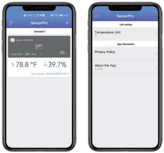 Perfect Prime TH301 Temperature and Humidity Smart Sensor - APP