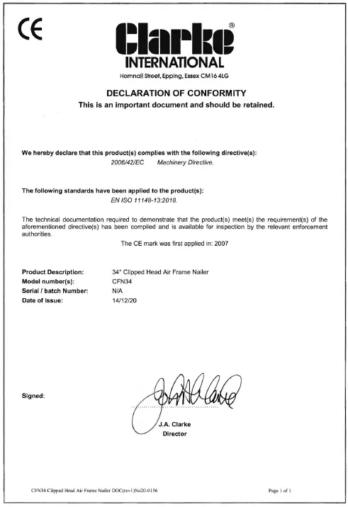 Clarke-CFN34-Contractor-Air-Frame-Nailer-FIG-7