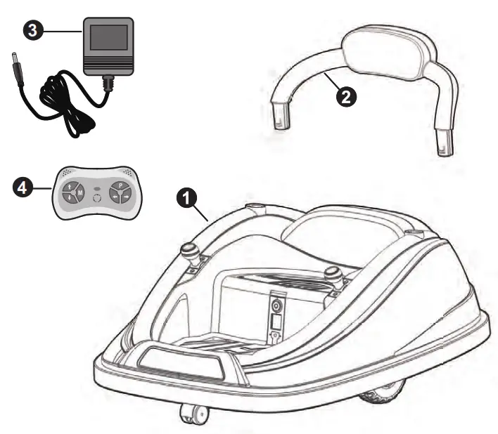 serenelife SLBUPC78 Kids Toy Electric Ride On Bumper Car Vehicle - Parts List