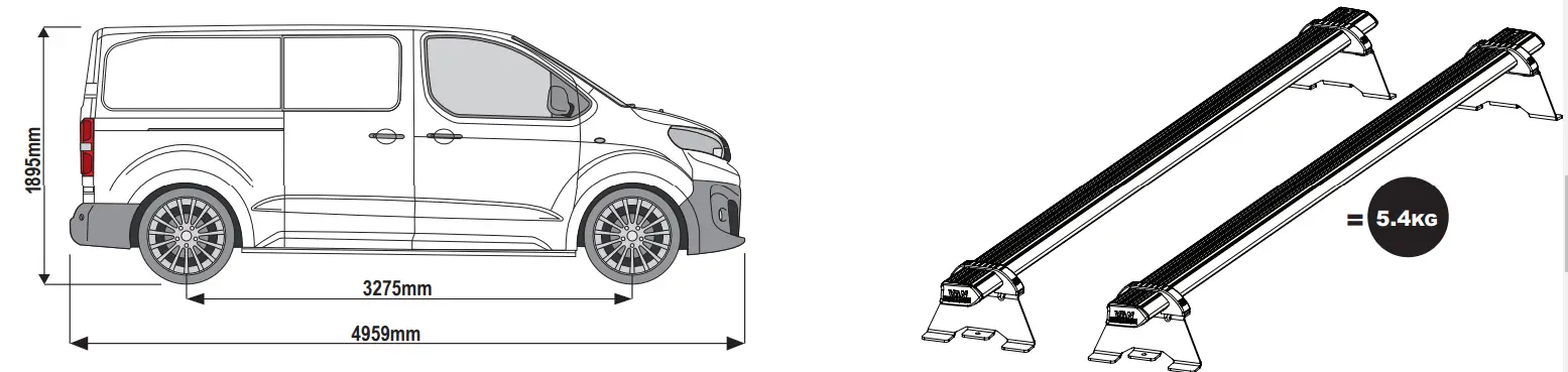 VAN GUARD VG333-2 Vauxhall Vivaro x2 ULTI Van Roof Bars - 5