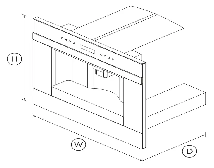 FISHER PAYKEL EB60DSXBB1 60cm Built-In Coffee Maker - DIMENSIONS