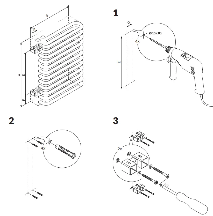 TERMA 2688680 Warp S Towel Rail - fig 2