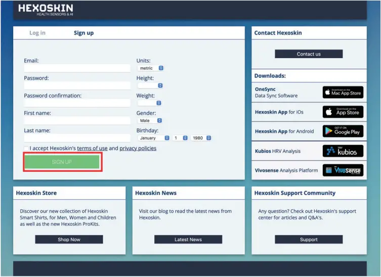 HEXOSKIN - Create Account 1