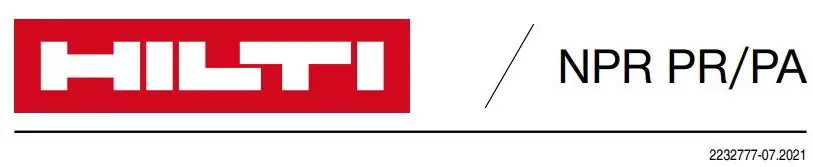 HILTI NPR PR PA Hydraulic Rings and Actuator Instruction Manual