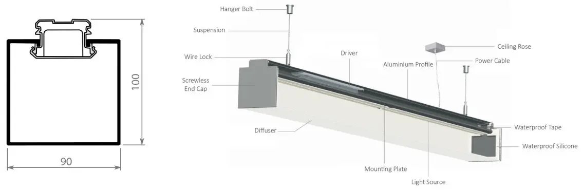 Lightstudio SQ-WT-1200-DIR- Dimensions