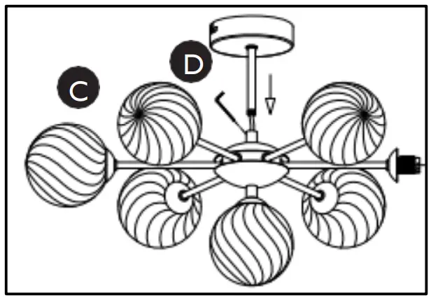 JOHN LEWIS 701 33076 Swirl 7lt Semi Flush - fig 2