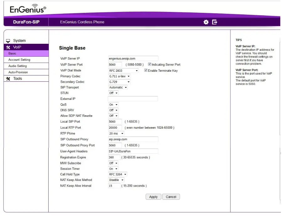 EnGenius DuraFon SIP System with ONSIP Sip - SIP Outbound