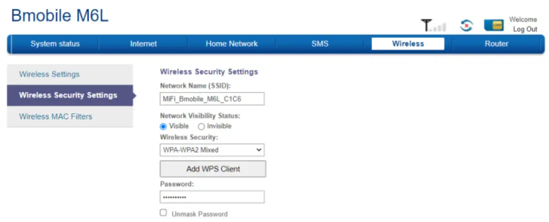 bmobile K 139 4G Hotspot - inthe battery
