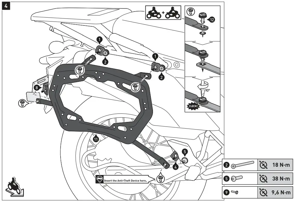 SW MOTECH KFT 08 990 30000 B Pro Side Carrier Kawasaki Klr 650 - Figure 5