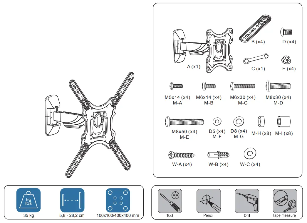 NEWSTAR LED W420BLACK AV and IT Flat Screen Wall Mounts - fig