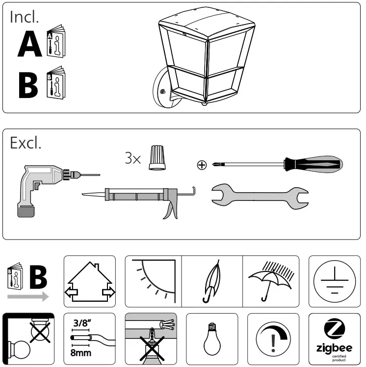 PHILIPS Econic Outdoor Wall Lamp - part list