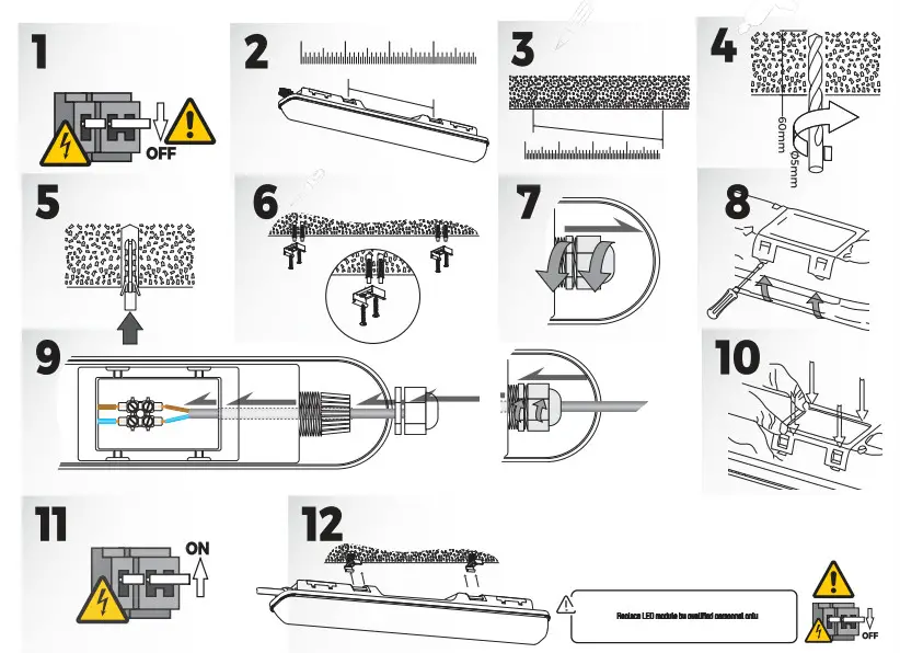 LED s light Water Resistant Luminaire with LED Strip - Fig