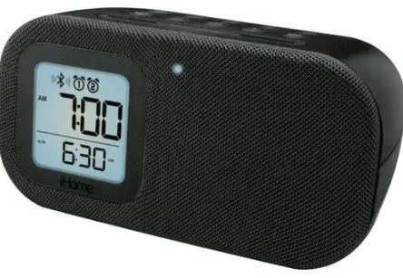 iHome iBT245 Dual Alarm Clock with Bluetooth Speaker and USB Charging