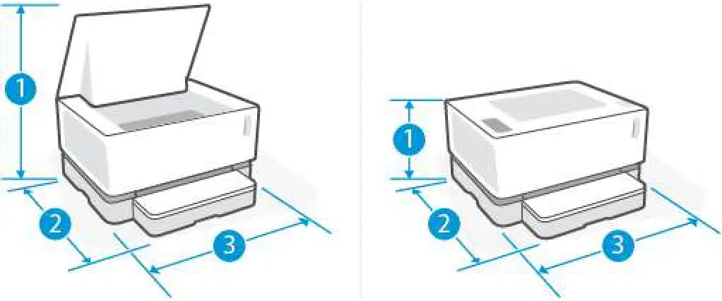 hp Neverstop Laser 1000 Series Printer - Dimensions