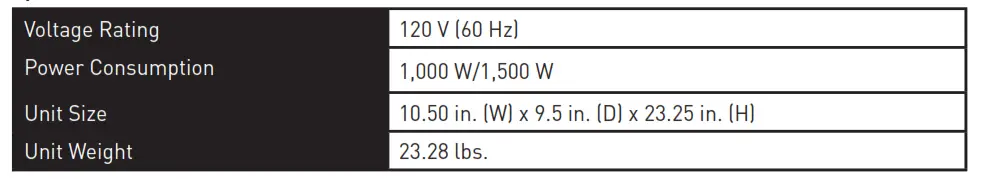 LifeSmart Infrared Tower Heater - Specifications