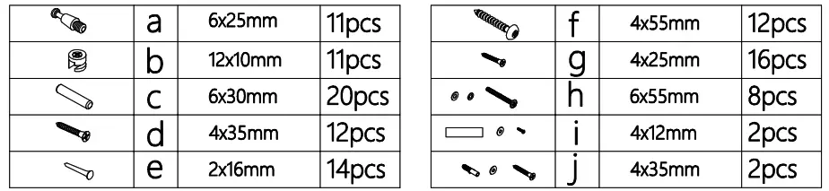 Kmart Stewart Hall Table - Hardware list