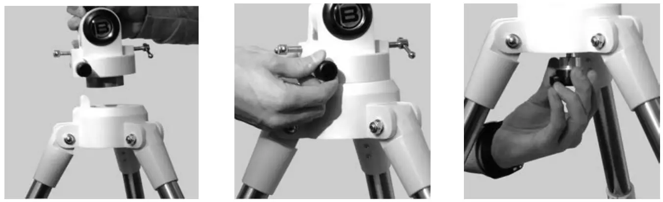 BRESSER 4964111 Tripod with Polar Wedge for Photo Mount-Attaching the polar wedge