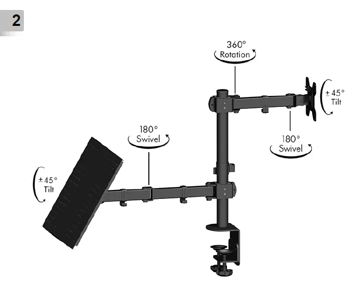 gembird MA-DA-02 Adjustable Desk Mount with Monitor Arm 2