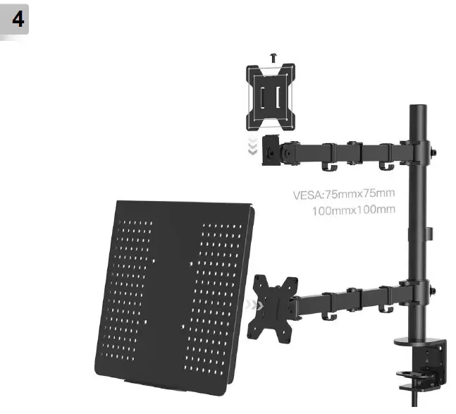 gembird MA-DA-02 Adjustable Desk Mount with Monitor Arm 4