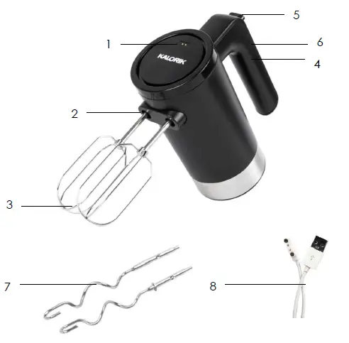 KALORIK HM 47251 BK Cordless Electric Hand Mixer FIG 1
