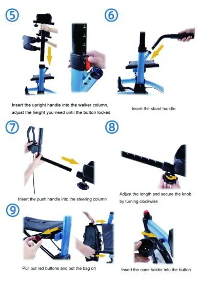 COSTWAY JH10005 2 in 1 Multipurpose Rollator Walker with Large Seat - assembly 1