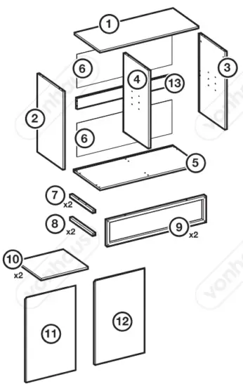 VonHaus 3000206 Sideboard Storage Unit -