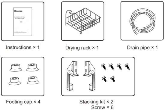 Hisense HDFY80H 8kg Heat Pump Dryer - Attached accessories