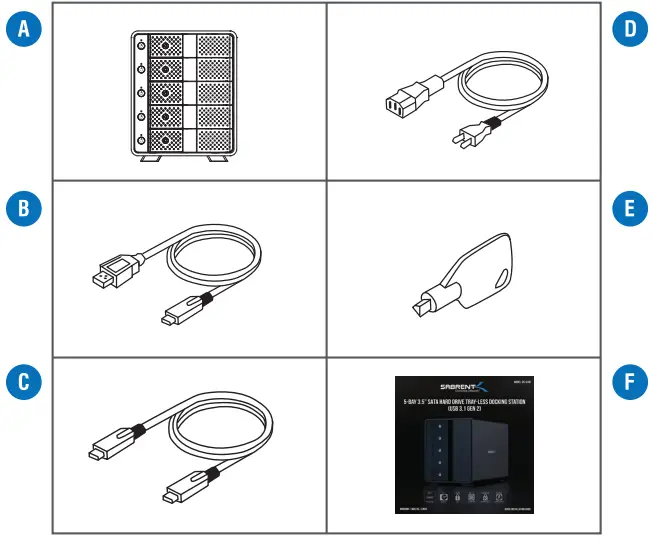 SABRENT DS-SC5B USB 3.2 5 Bay 3.5 Inch SATA Hard Drive Tray Less Docking Station 1
