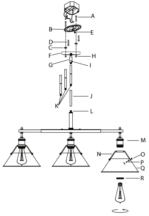 GOLDEN-LIGHTING-3306-LP-Orwell-3-Light-Matte-Black-Clear-Glass-Crystal-Linear-Pendant-Light-FIG-3