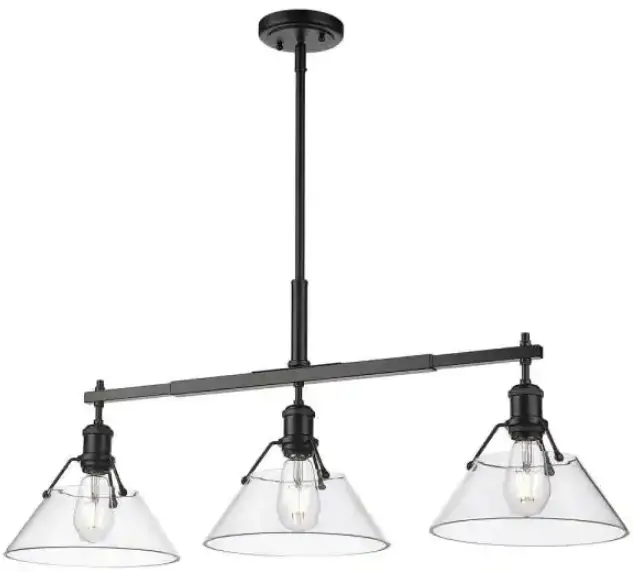 GOLDEN-LIGHTING-3306-LP-Orwell-3-Light-Matte-Black-Clear-Glass-Crystal-Linear-Pendant-Light-PRODUCT
