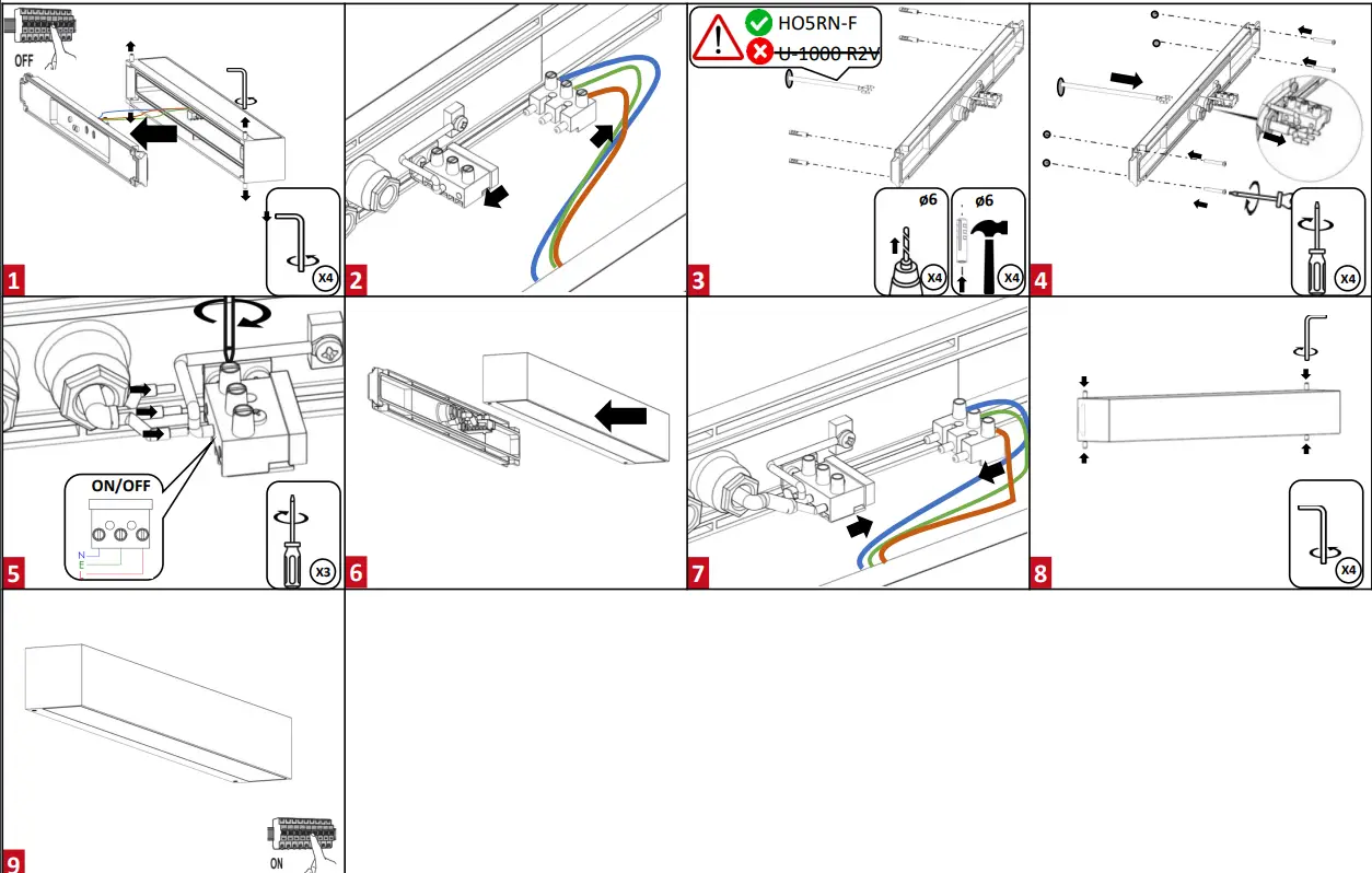 resistex 946206 Wall Lamp Fitted with a Waterproof LED Plate - INSTALLATION