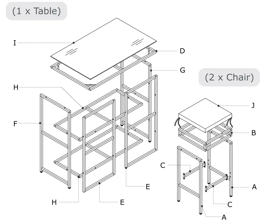 Hetsy Gift HW68745 3 Pcs Rattan Bar Set - 2