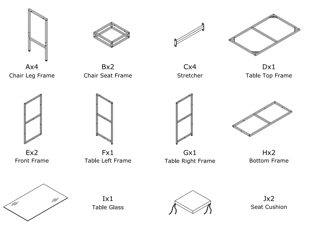 Hetsy Gift HW68745 3 Pcs Rattan Bar Set - 3