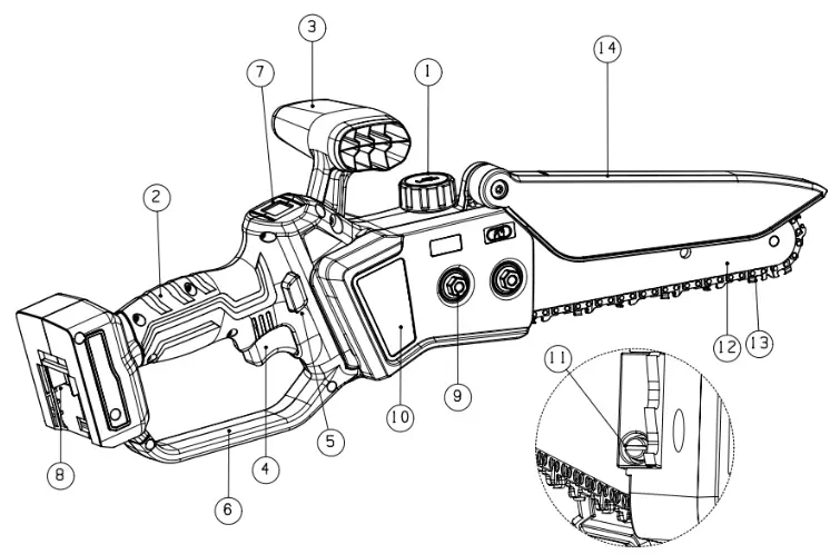 ANOVA MB600 21V 600W Mini Battery Chainsaw - Machine parts