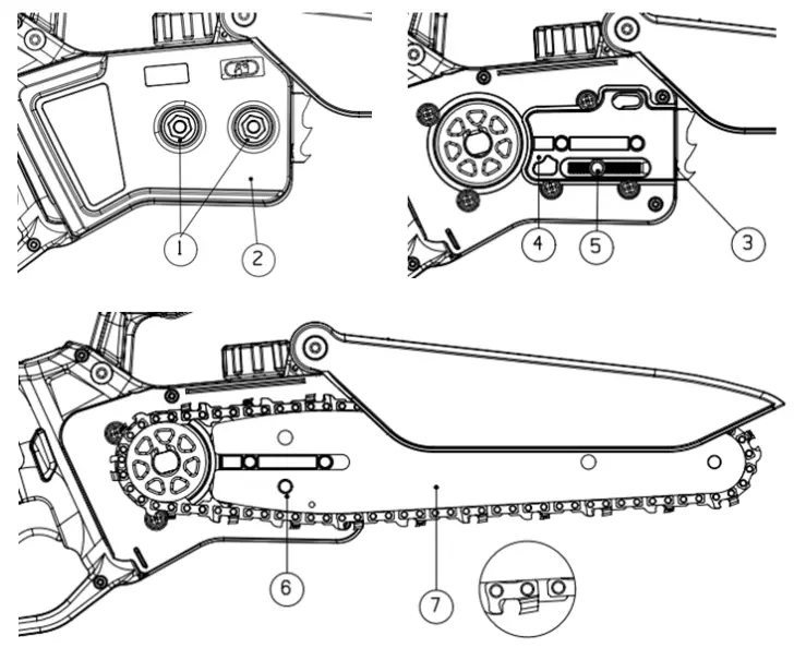 ANOVA MB600 21V 600W Mini Battery Chainsaw - hain and bar removal