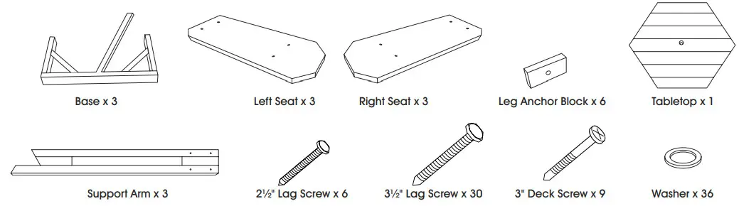 ULINE H-2560 Hex Picnic Table - 2