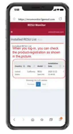LG RESU16H Prime High Voltage Storage - QR Code Scan8