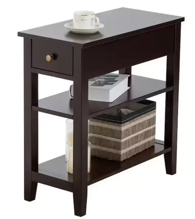 SUNRINX-MG5680WE-11-5-Inch-W-3-Tier-Side-End-Table-with-Drawer-Double-Shelf-Brown-PRODUCT