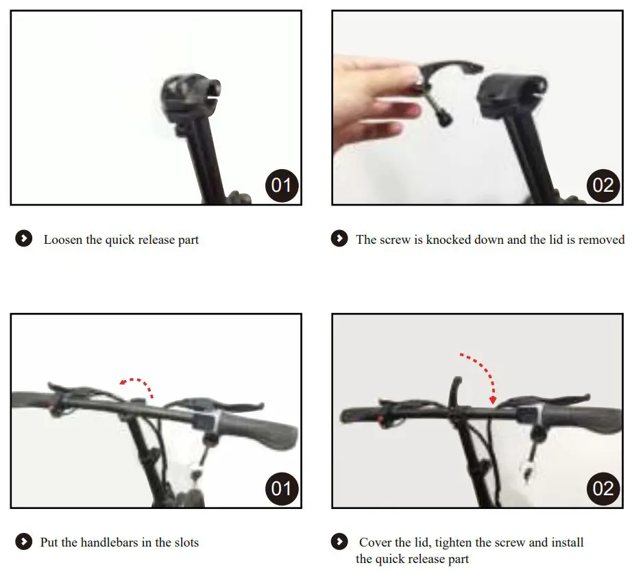 ECO-FLYING H100 Foldable Electric Scooter User Manual - Handlebar Installation
