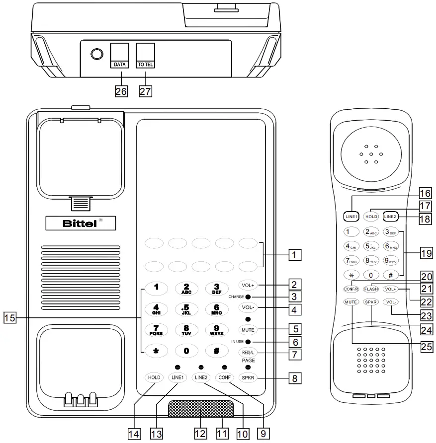 HWD9888TSD-S Digital Cordless Hotel Motel Telephone Phone SCHEMAS-HWD38TSD-T (Two line)