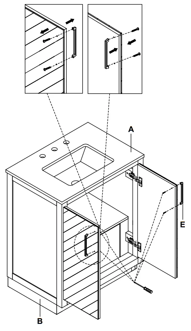 GLACIER BAY Huckleberry 24 Bath Vanity in Natural Oak with White Cultured Marble Top - handle