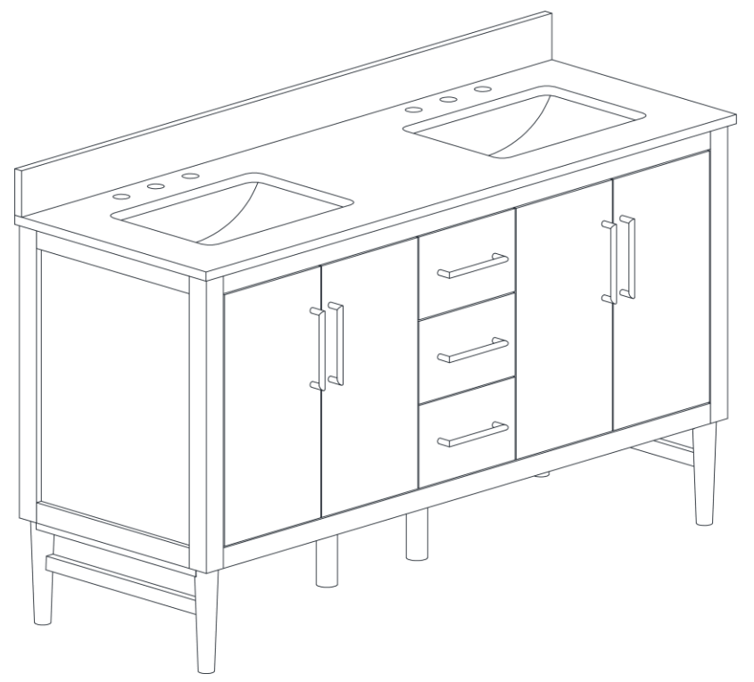 HOME DECORATORS COLLECTION 21038 VS61EW ST Nova 61 Inh Double Vanity