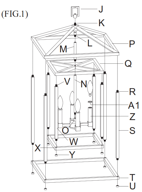 Signature Hardware 944697 Plaza 4 Light Pendant Chandelier - 1