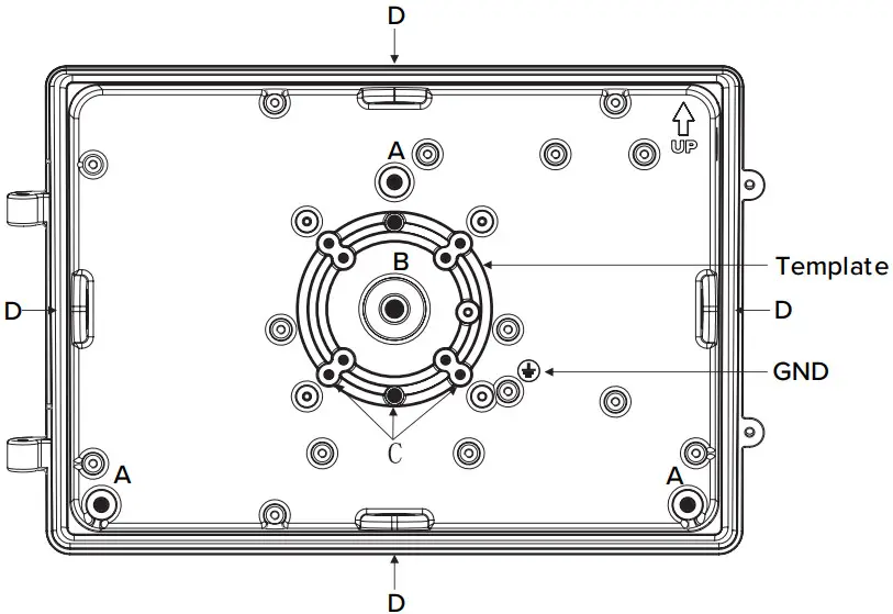 ESL VISION Wall Pack Series Wall Light - Backplate Diagram